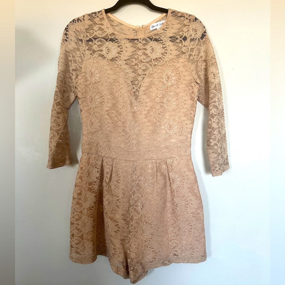 Emerald Sundae Beige/Gold Short Romper